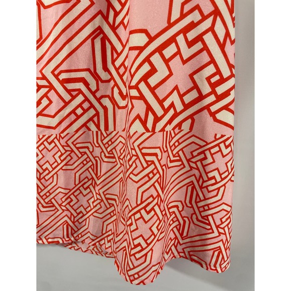 The Limited XL Orange Blouse Women Top Shirt Geometric Pattern Lined Modern - Picture 3 of 6